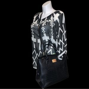 Studio Badgley Mischka Black Travel Size Croc Crossbody / Tote Bag
